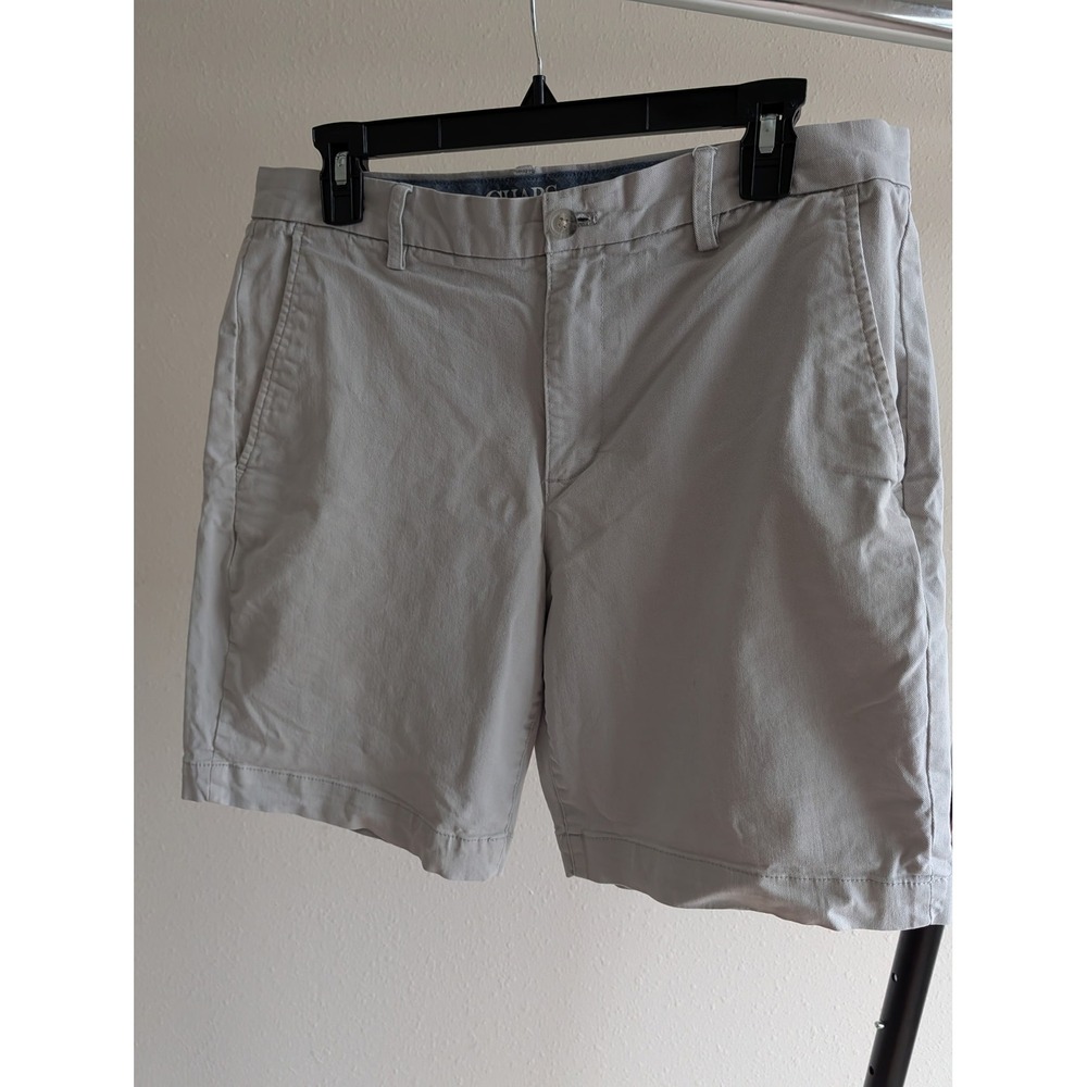 Chaps Coastland Wash Mens 33 Light Gray Stretch Chino Shorts Flat Front Classic